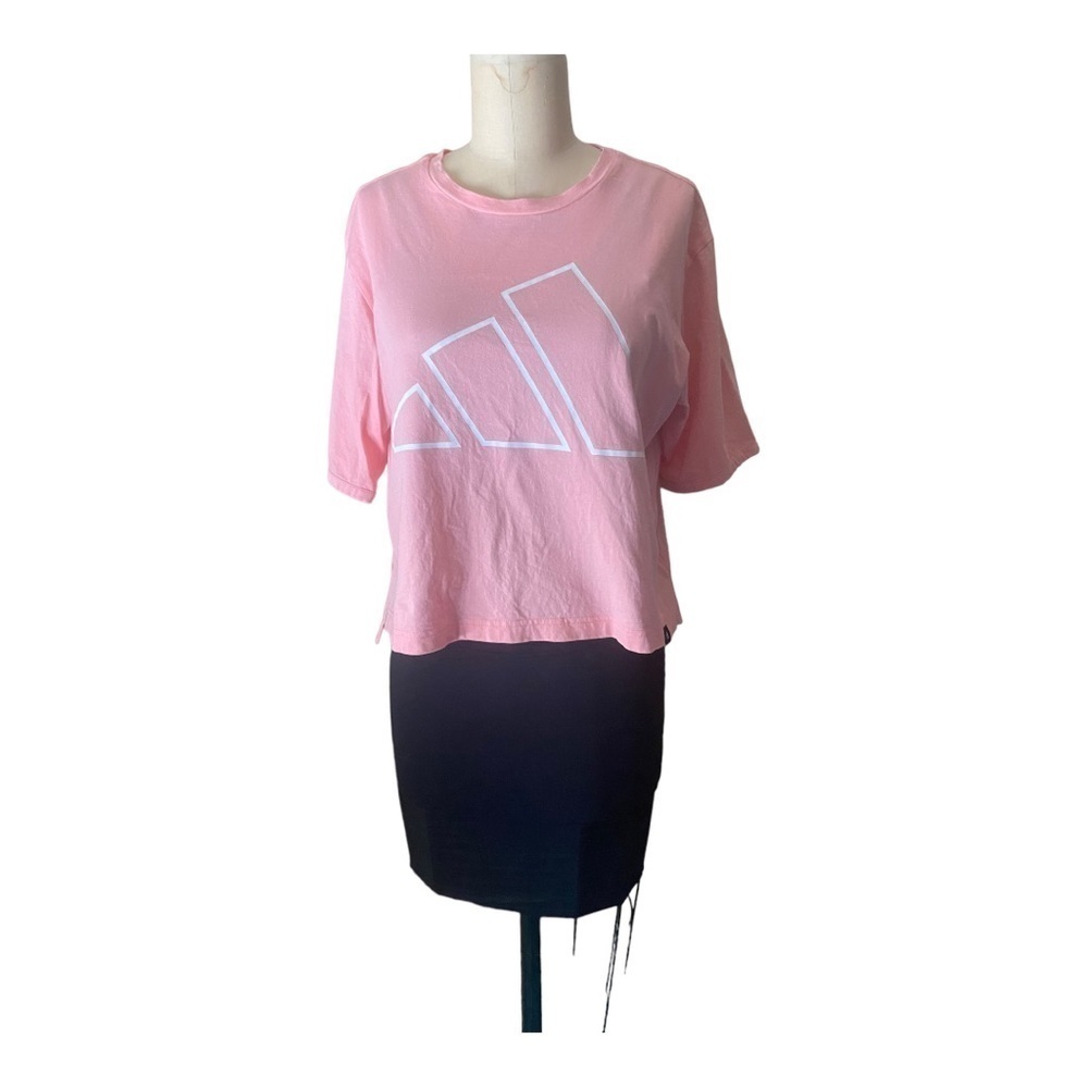 Adidas light pink graphic tee crop top size M